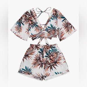 NWOT SweatyRocks Women's 2 Piece Boho Butterfly Sleeve Set